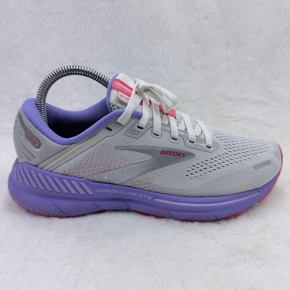 Brooks Adrenaline GTS 22 Womens Running Shoes White Coral Purple Size 8.5